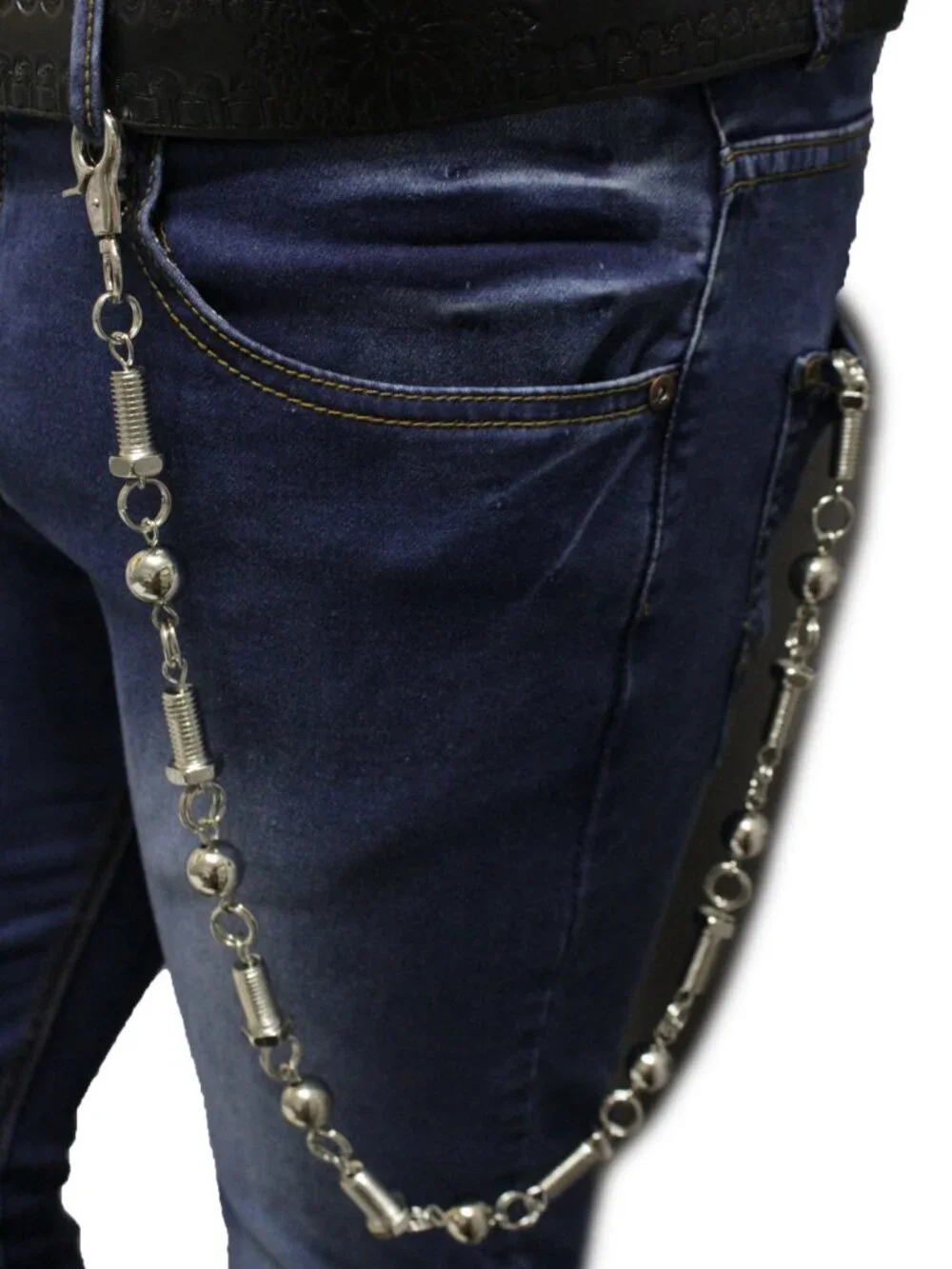 NEW Men Silver Jean Chain Screw Ball Metal Wallet Key Holder Motorcycle Biker 28